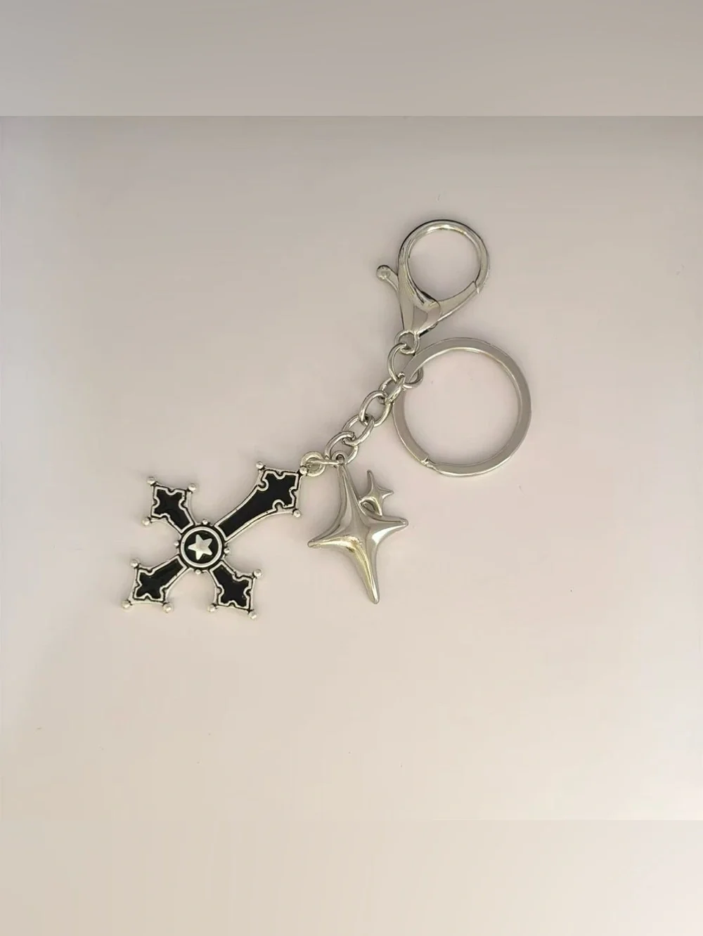Cross Star Keychain Charm for Men Women Car Keychain Key Ring Bag Charm